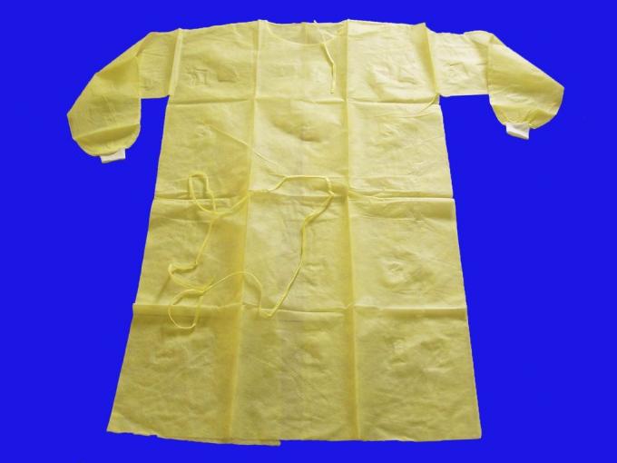 White Color Impervious Disposable Gowns Polypropylene Material With Elastic Cuff