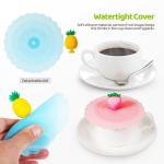 Silicone Mug Lid Cover, Colorful Anti-Dust Silicone Mug Cover Cute Reusable