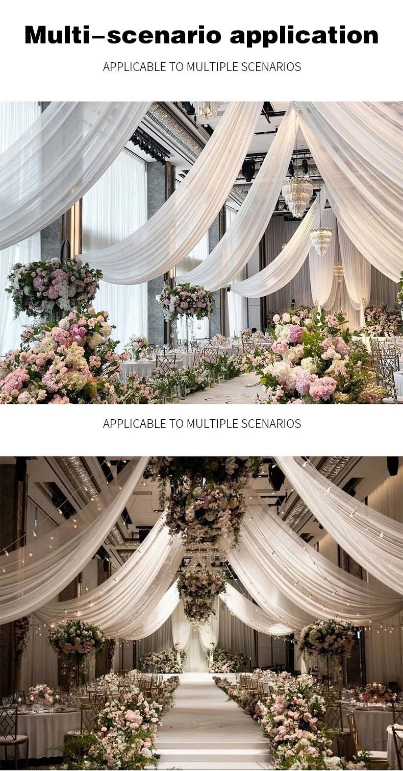 Custom Polyester Tulle Fabric Soft Dyeing Pure Color For Outdoor Wedding Decoration