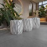 Textured Surface Round Fiber Clay Planter With 5-6 Years Outdoor Life Time