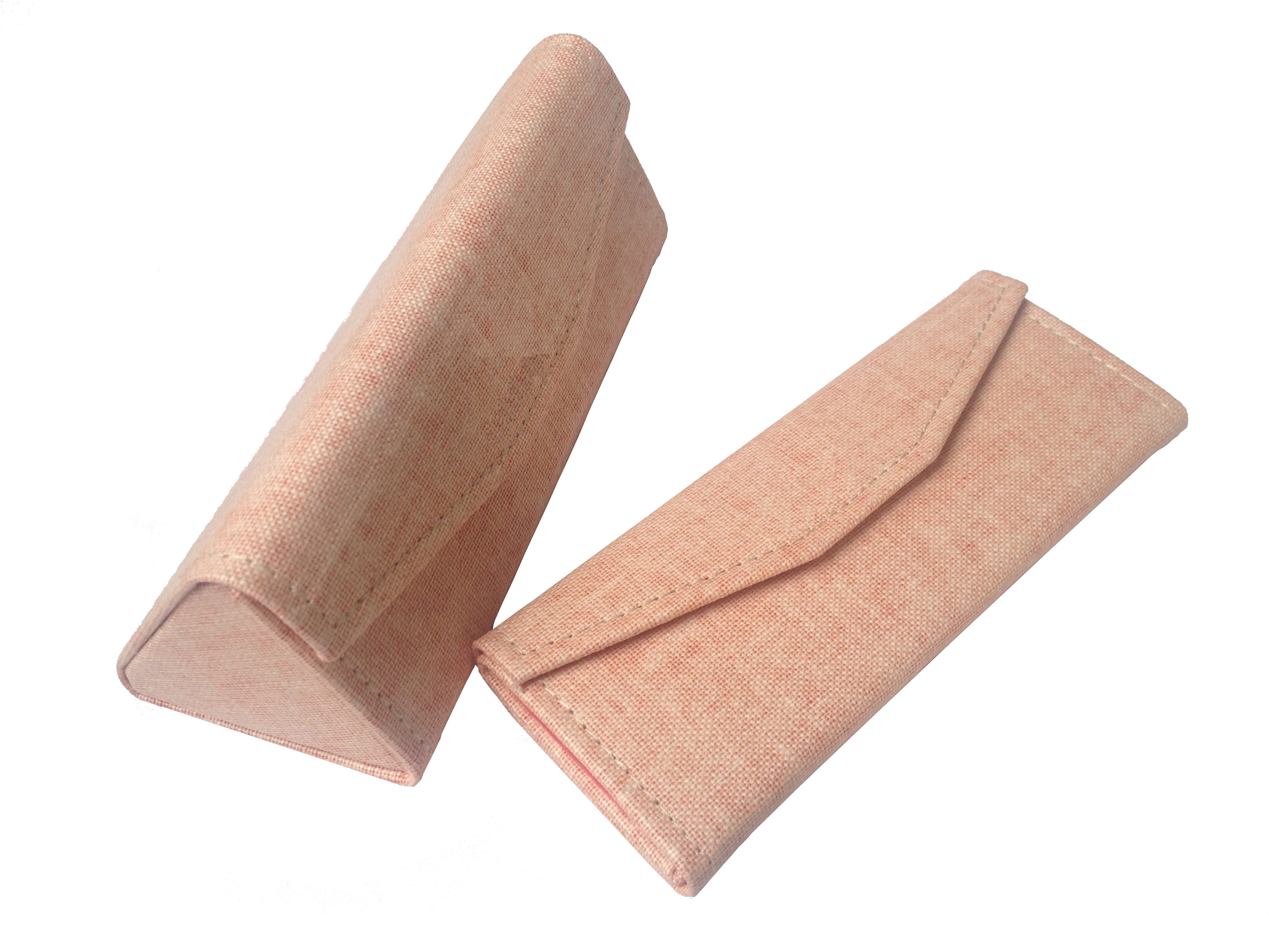 Triangular Fold Up Glasses Case Gunny Cloth / Denim Material With Holder