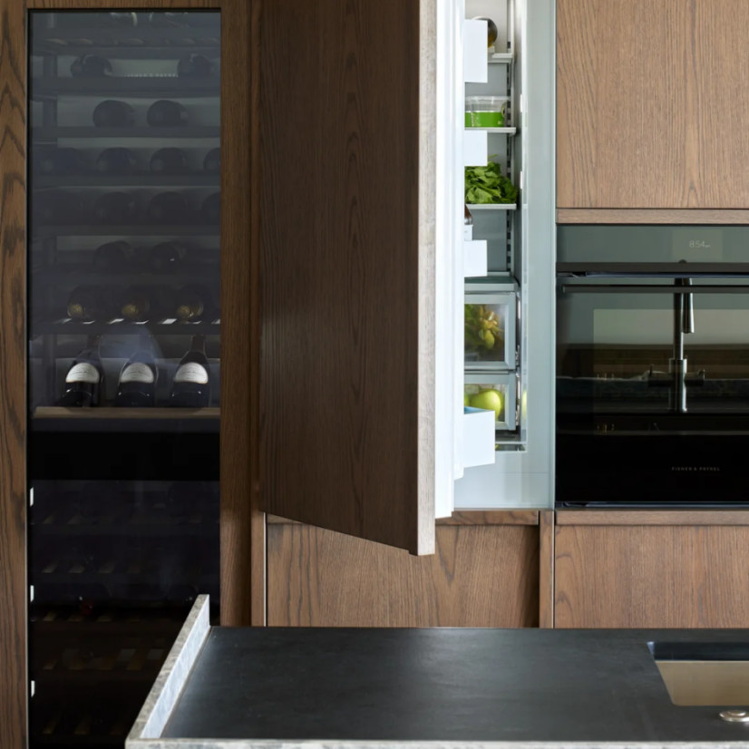 Custom Modern Style Quartz Countertop Kitchen Cabinet with Island Oak Wood Veneer Kitchen Cabinet