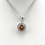 Women Jewelry 8mm Round Sapphire Cubic Zircon Pendant Necklace (JR055-P)