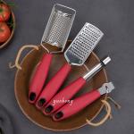 Premium Kitchen Gadget Set Stainless steel Utensils with Soft Touch Red Handles