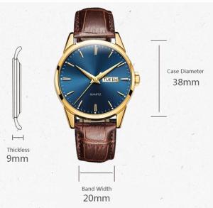 Wholesale Goldtone 39mm Unisex Wrist Watch 3BAR Mens Wrist Watch Brown Leather Strap from china suppliers