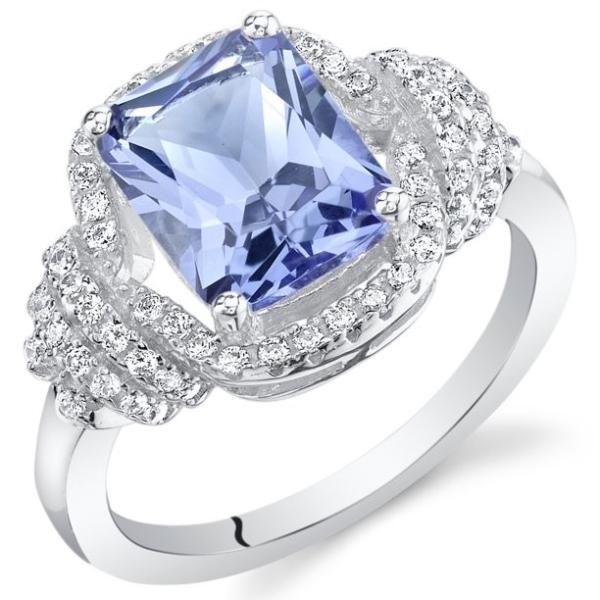 Natural 2 ct Cushion Cut Tanzanite Cocktail Ring in Sterling Silver Engagement