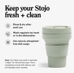 Collapsible Travel Cup - Sage Green, 12oz / 355ml - Leak-Proof Reusable To-Go