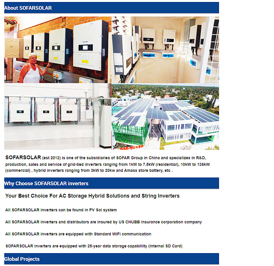 SOFAR Solar Inverter 3KW 3.6KW 4KW 4.6KW 5KW 6KW HYD 3K-6K-ES