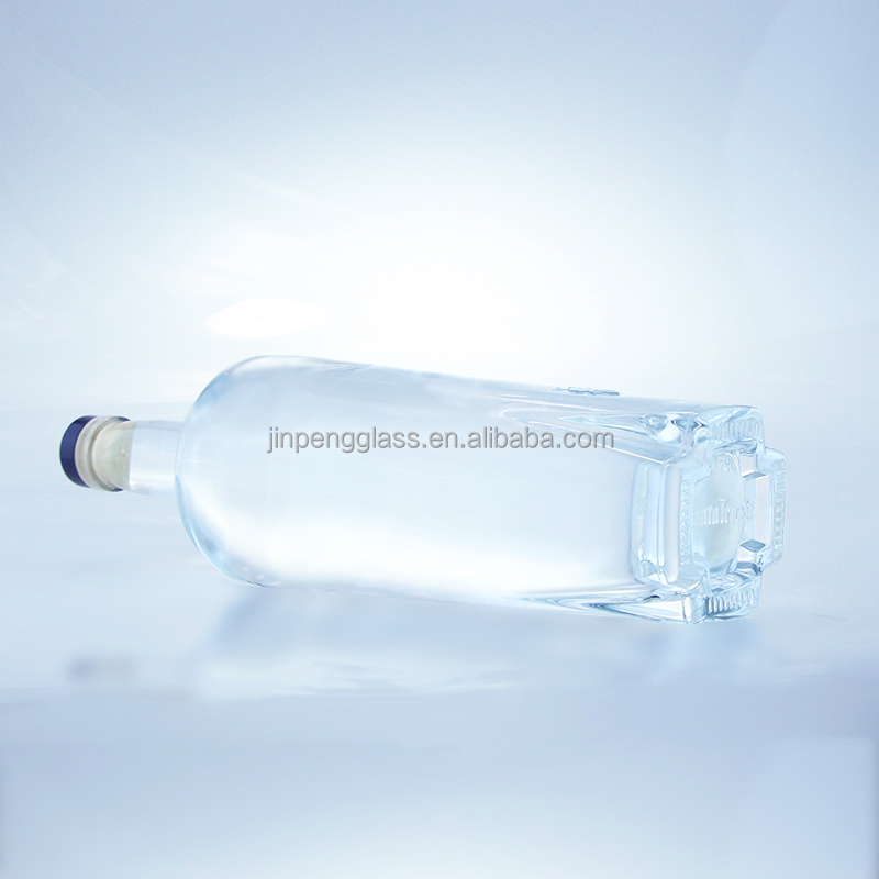 Glass Collar Glass Bottle For Alcoholic Beverages 750 ml with Cork Sealing Flint Empty