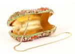 Women Luxury Multi Color Stone Clutch Bag Round Floral Pattern For Bridal Party