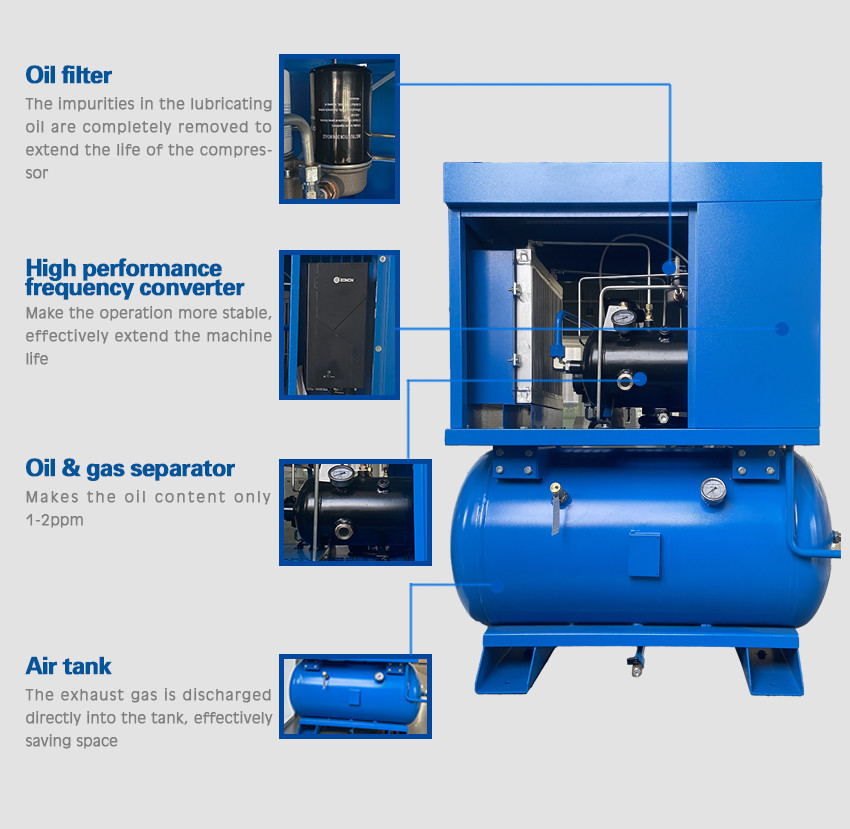 Jufeng single phase permanent magnet screw air compressor 10hp 7.5kw