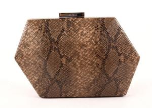 Wholesale Unique Shape Bronze Clutch Bag , Hard Case Leather Evening Bags Faux Snake Skin from china suppliers