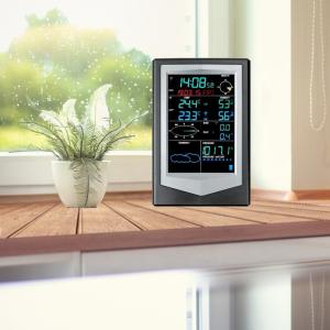 China VA Screen Outdoor Wireless WIFI Temperature Sensor Weather Station In Black And Silver on sale