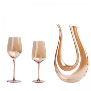Wholesale Clear Crystal Wine Glasses Mouth Blown Electroplated Amber Champagne Flutes from china suppliers