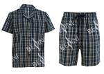 Anti Pilling Mens Luxury Sleepwear Woven Cotton Poplin Yarn Dyed Pajamas Shorts