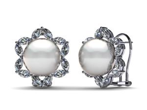 Wholesale 14K White Gold Jewelry &amp; White Freshwater Cultured Pearl Marquise Earring from china suppliers