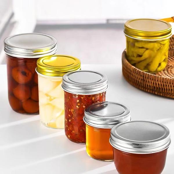 Customizable transparent glass storage jar, caviar beef sauce glass bottle,