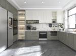 American Shaker Style White PVC Cabinet RTA Kitchen Cabinet With Island