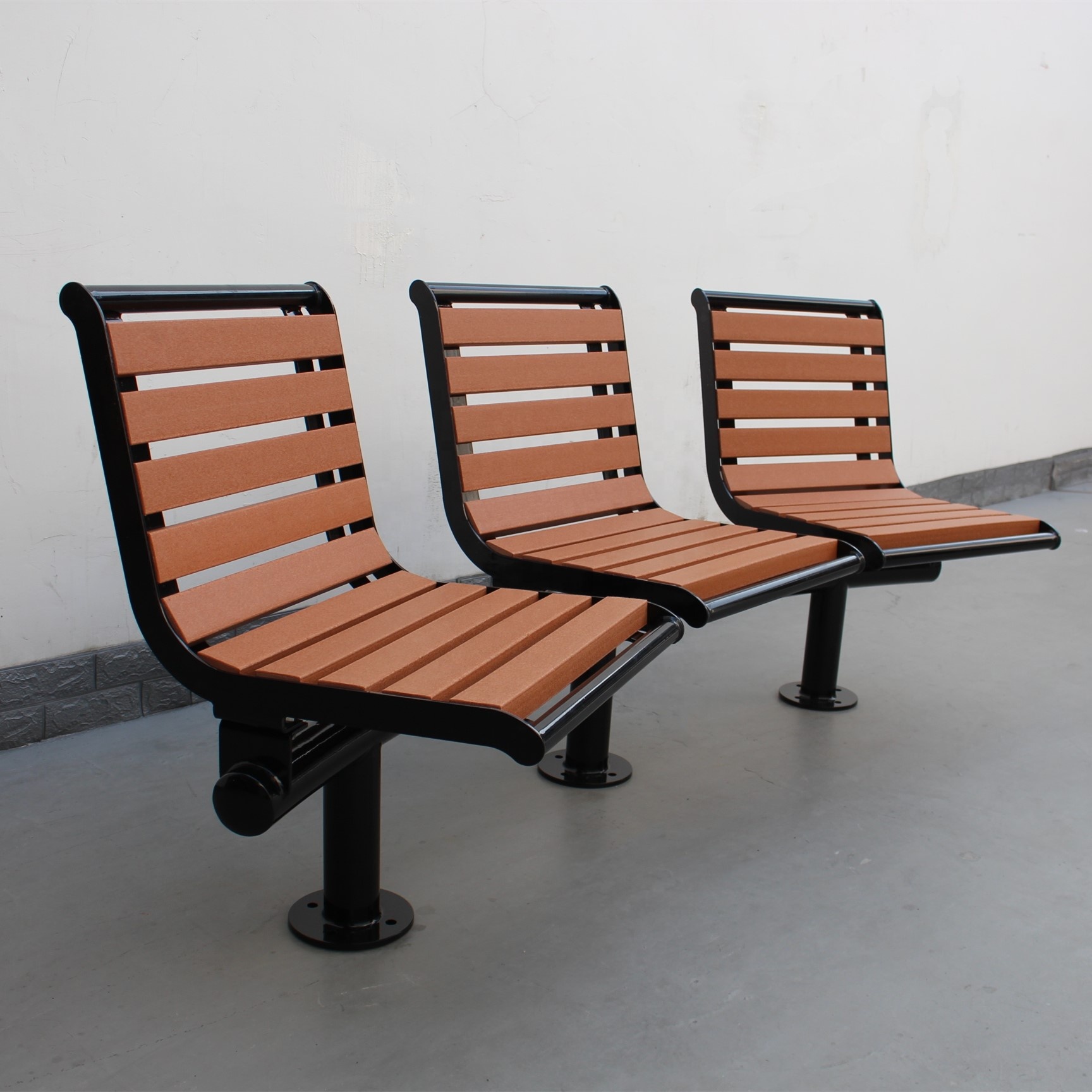 Waterproof Outdoor Recycled Plastic Benches Furniture Backless Curved