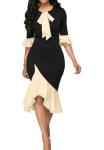 Small Quantity Garment Manufacturer Women'S Sexy Round Neck Knotted Slim Long
