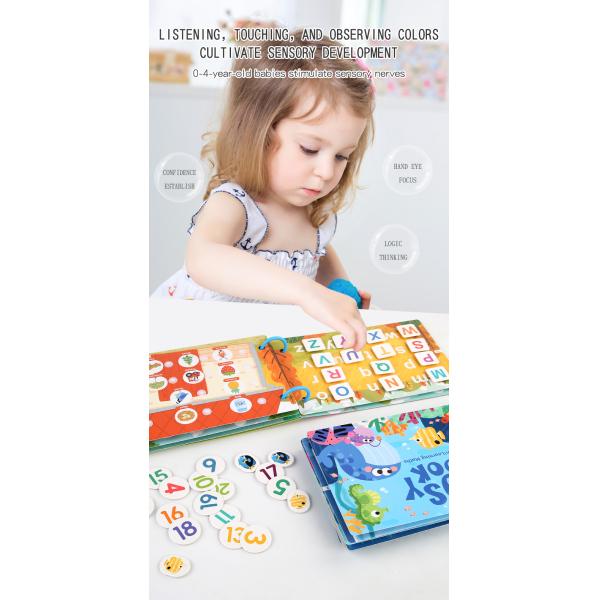Quiet Book Early Learning Activity Puzzle Paste Matching Game Toys Children's Educational Magic Tape Wooden Busy Book Toys