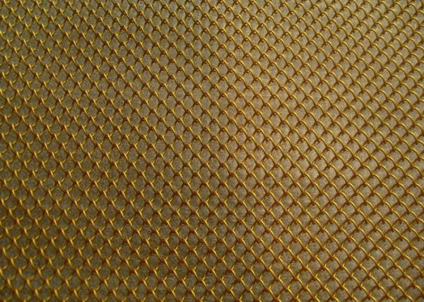 Golden Color Aluminum Metal Mesh Drapery For Decorating Fireplace Mesh Curtain