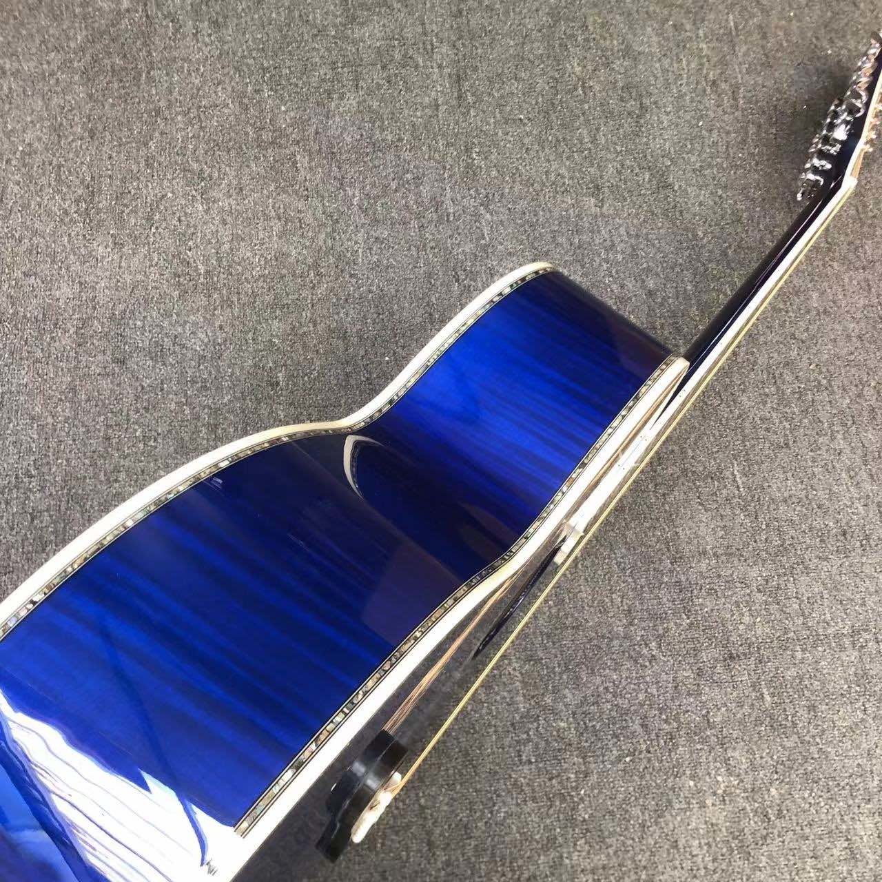 Custom 12 strings Blue color G200 classic acoustic guitar, Solid Sprue top,Factory Custom Maple body guitar