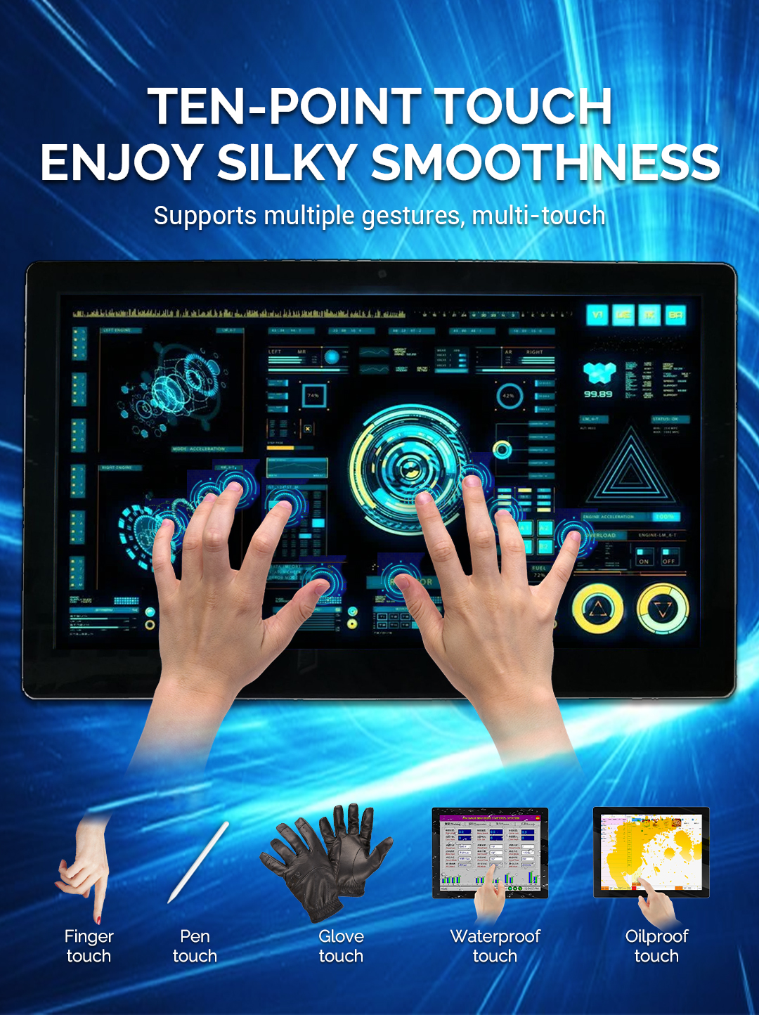 21.5 Inch Full HD LCD Panel Wall Mounted Multi Touch Monitor OEM
