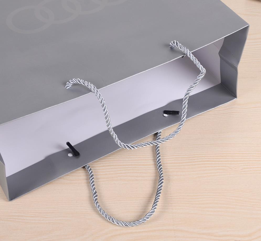 Small Business Logo Printed White Paper Bags with Custom Logo and Black Handle