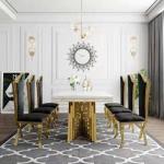 Light Luxury Stainless Steel Marble Square Ballroom Dining Table