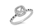 Cushion Cut semi mount ring settings , 0.46ct 18K White Gold Promise Ring OEM