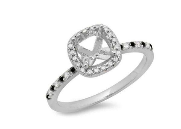 Cushion Cut semi mount ring settings , 0.46ct 18K White Gold Promise Ring OEM