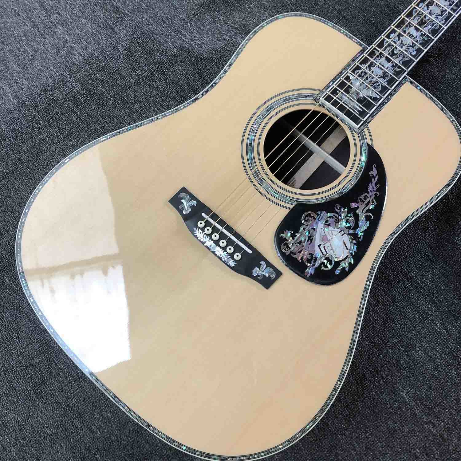 All Solid Wood Retro 41" D Type Acoustic Guitar Abalone Inlay Ebony Fingerboard