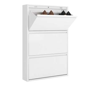 Wholesale White Modern Design Metal Storage Cabinet 3 Layers Shoe Rack Steel Cabinet from china suppliers