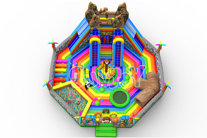 Zoo Theme Inflatable Playground Jumping Bouncy Castle With Slide