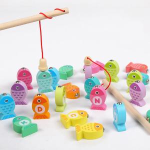 Wholesale Fishing Game Wooden Alphanumeric Toys For Children Montessori Early Educational from china suppliers