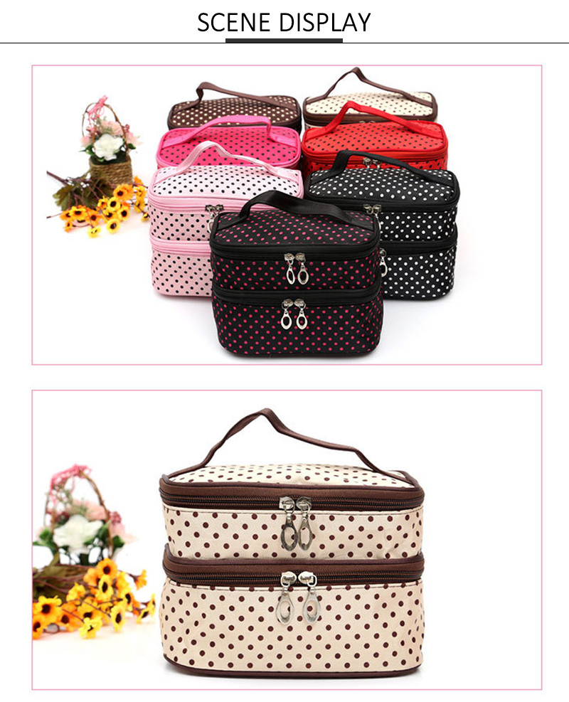 Multifunction Washable Double Layer Polyester Cosmetic Bag