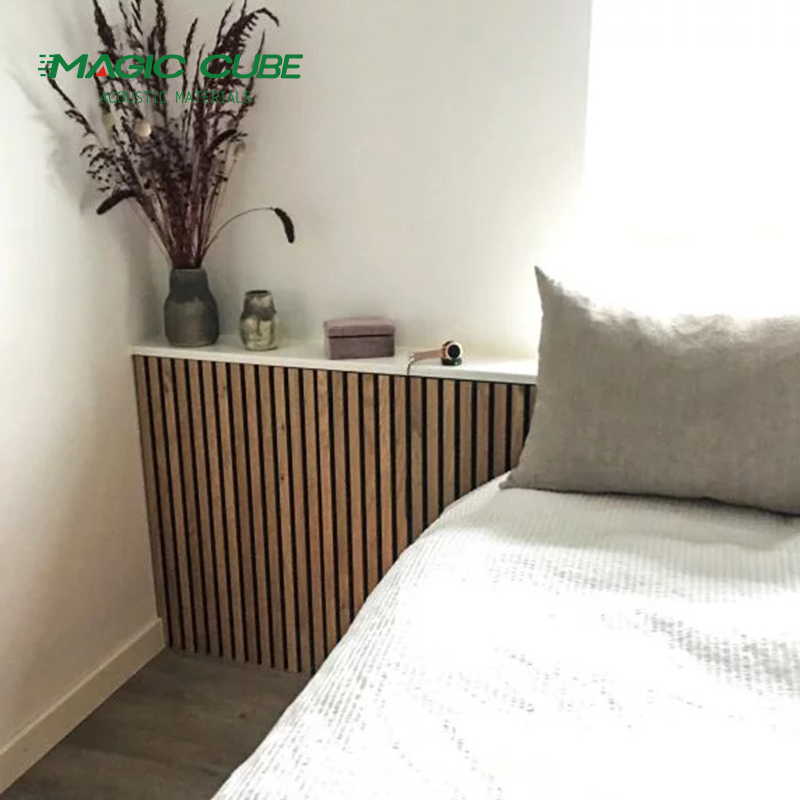 Customized Studio Polyester Fiber MDF Slat Wall Panel With Veneer Finish
