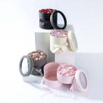 Customized Logo Rose Flower Packaging 2 Layer Round Flower Box Cardboard Paper