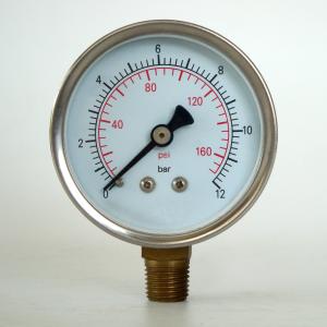 Wholesale 63mm Stainless Steel Pressure Gauge 12 Bar 160 Psi Dual Scale Brass Internals Manometer from china suppliers