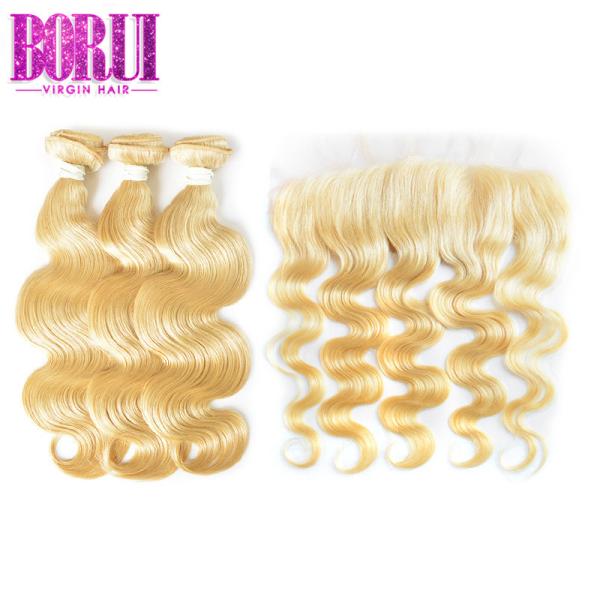 clean 613 Blonde Human Hair Extensions Peruvian Soft Smooth Dyed Bleach Body