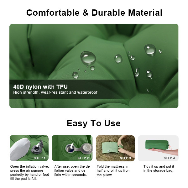 Double Camping Pad For Sleeping Backpacking Sleeping Mat With Pillow
