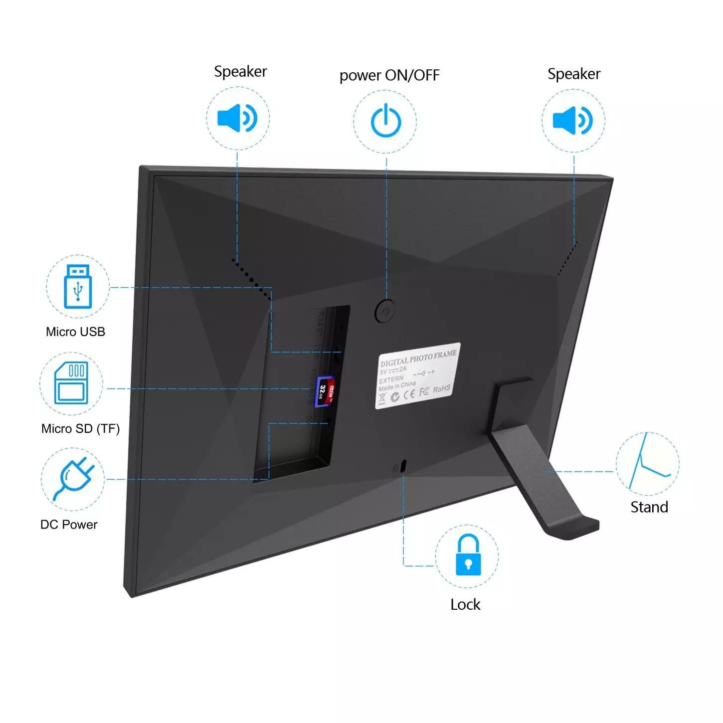 10 Inch Touch Screen Digital Picture Frame Signage For RM/RMVB/AVI/MPG/MPEG Format