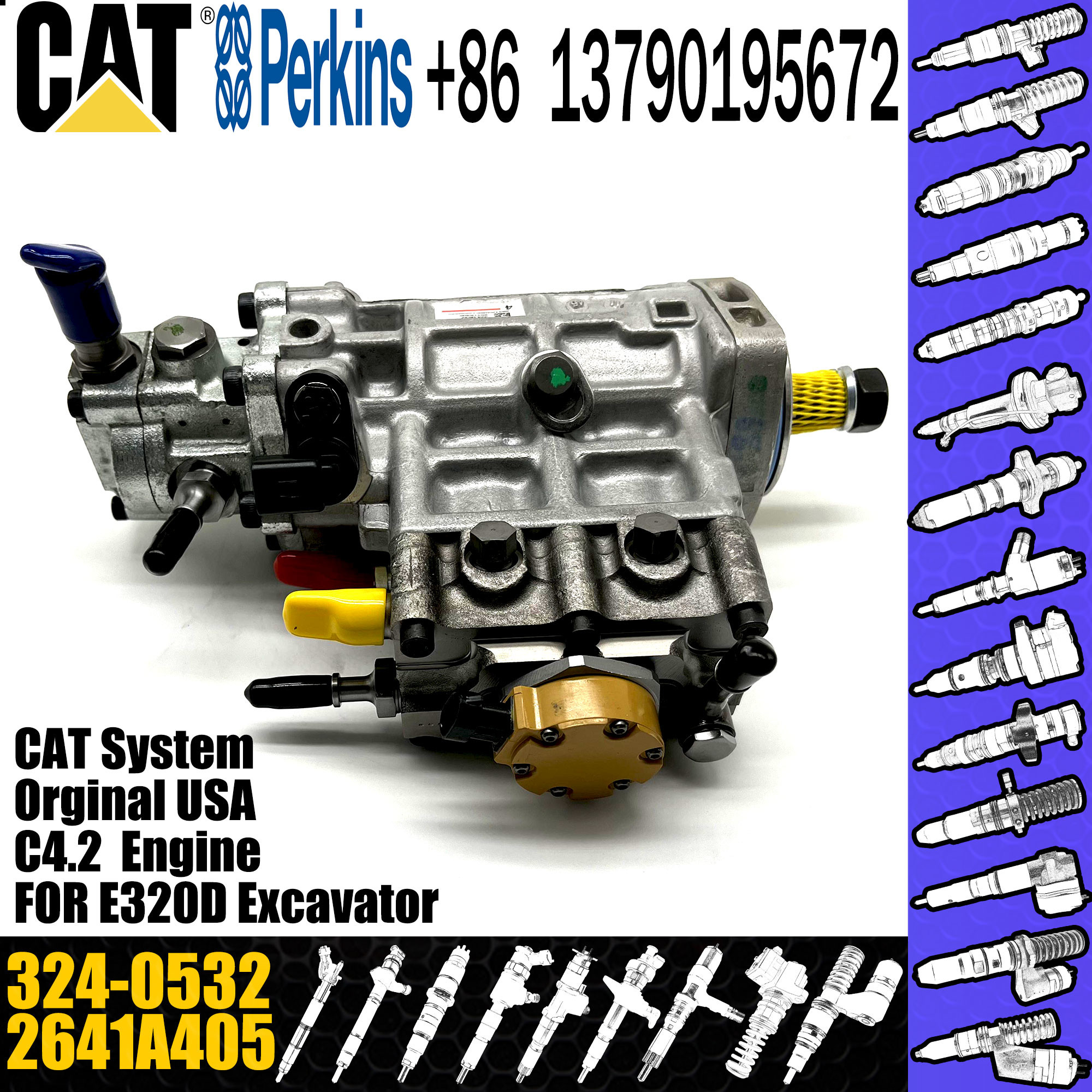 CAT 315D C4.4 Fuel Pump 3240532, CAT 315D C4.4 Engine 2641A405 Fuel Injection Pump 324-0532