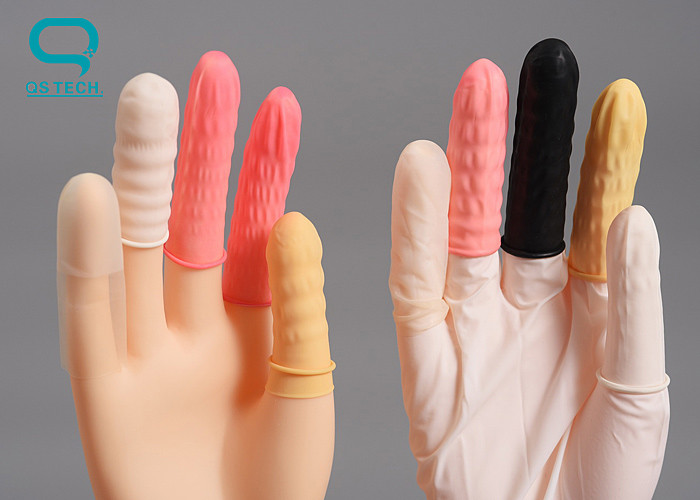 Anti Static Biege Powder Free Cleanroom Finger Cots Latex Material