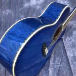 Abalone Blue Solid spruce top 40 inch OM style acoustic guitar Burst maple back