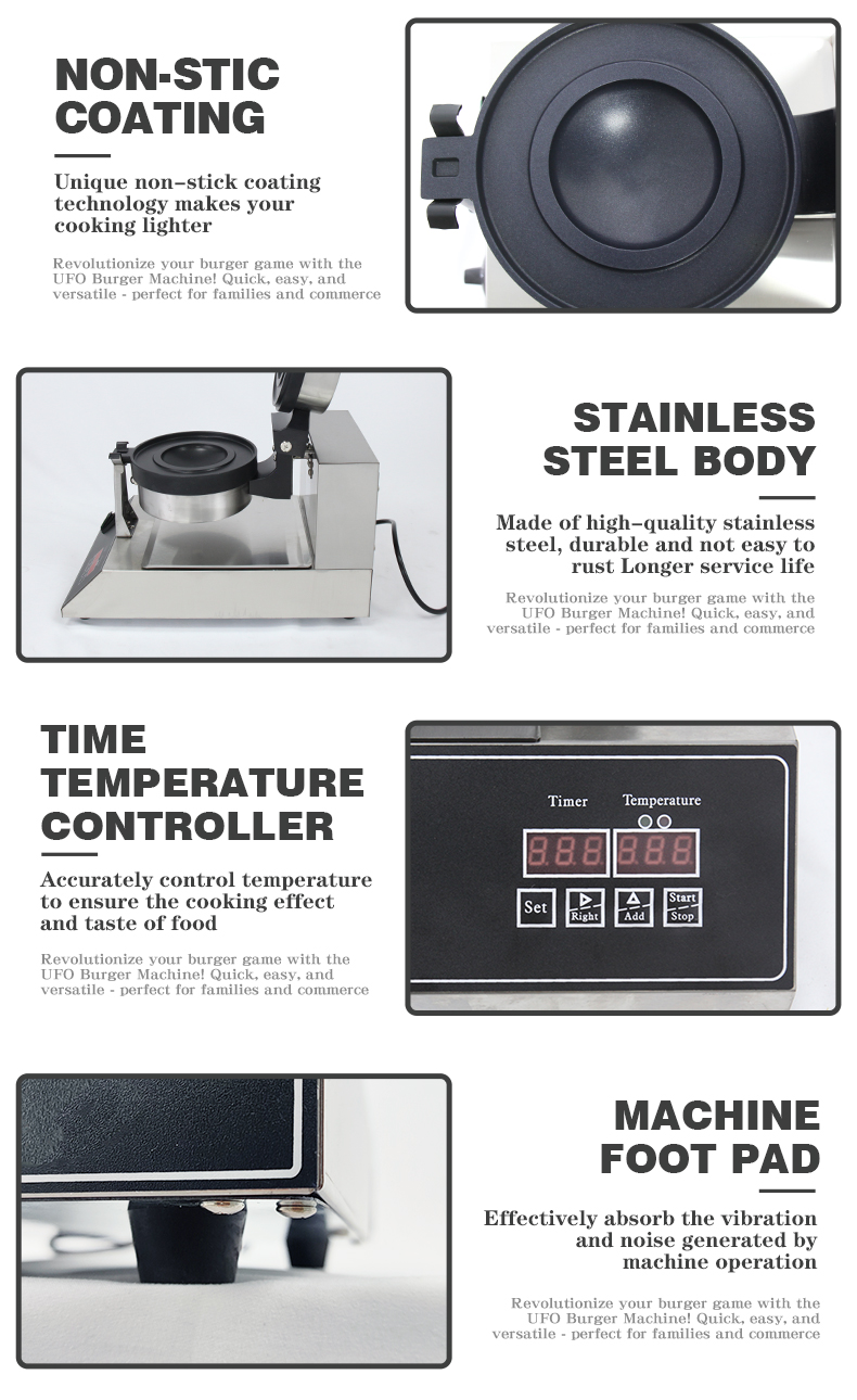 Temperature Range 50-300C Ice Cream Burger Machine Custom Mold Ufo Burger Maker Machine