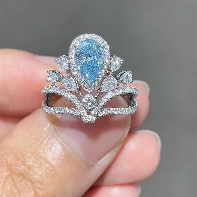 Pear Shaped CVD Lab Grown Blue Diamond 1.6ct VVS2 Without IGI With Multisize