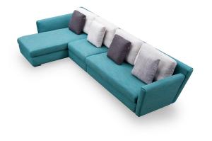 Wholesale 5 Seater Couch L Shape Blue Fabric Corner Sectional Sofa from china suppliers