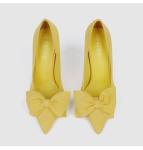 ZM014 New Fashion Sweet Stiletto Super High Heel Shallow Mouth Pointed Suede Bow